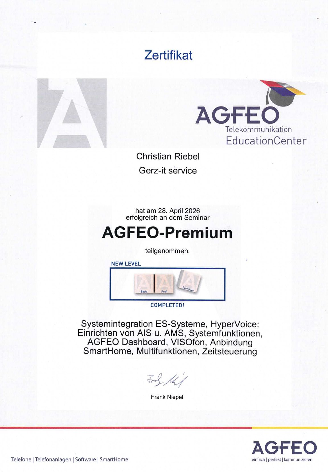 2026 Agfeo Premium Christian Riebel